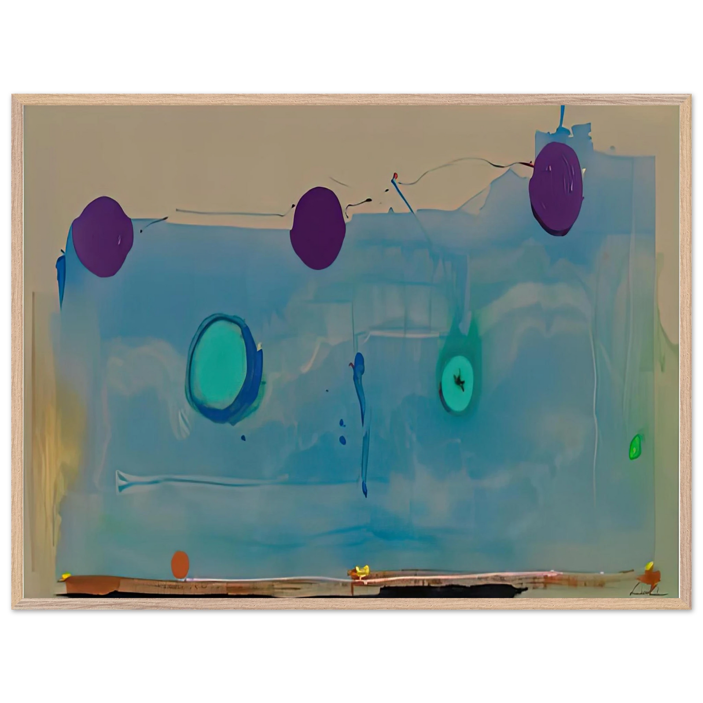 Helen Frankenthaler - Water Shadows, 1988- Wall Art - 21x29.7 cm / 8x12" - Premium Wooden Framed Poster With Fine Art Paper - Black frame