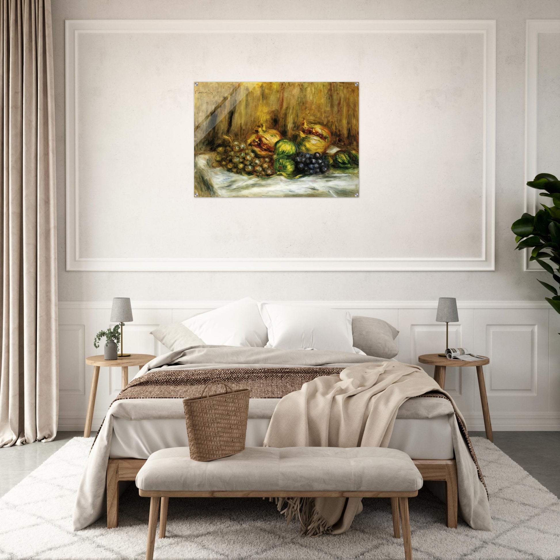 Still Life with Grapes - Pierre-Auguste Renoir Acrylic Print - 70x100 cm / 28x40″ inches