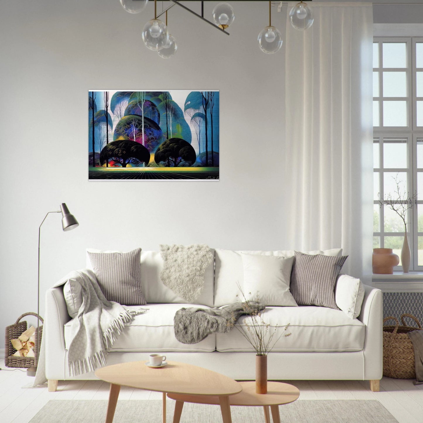 Green Forest - Eyvind Earle Brushed Aluminum Print - 70x100 cm / 28x40 inches | Eyvind Earle Aluminum Print | Eyvind Earle Prints