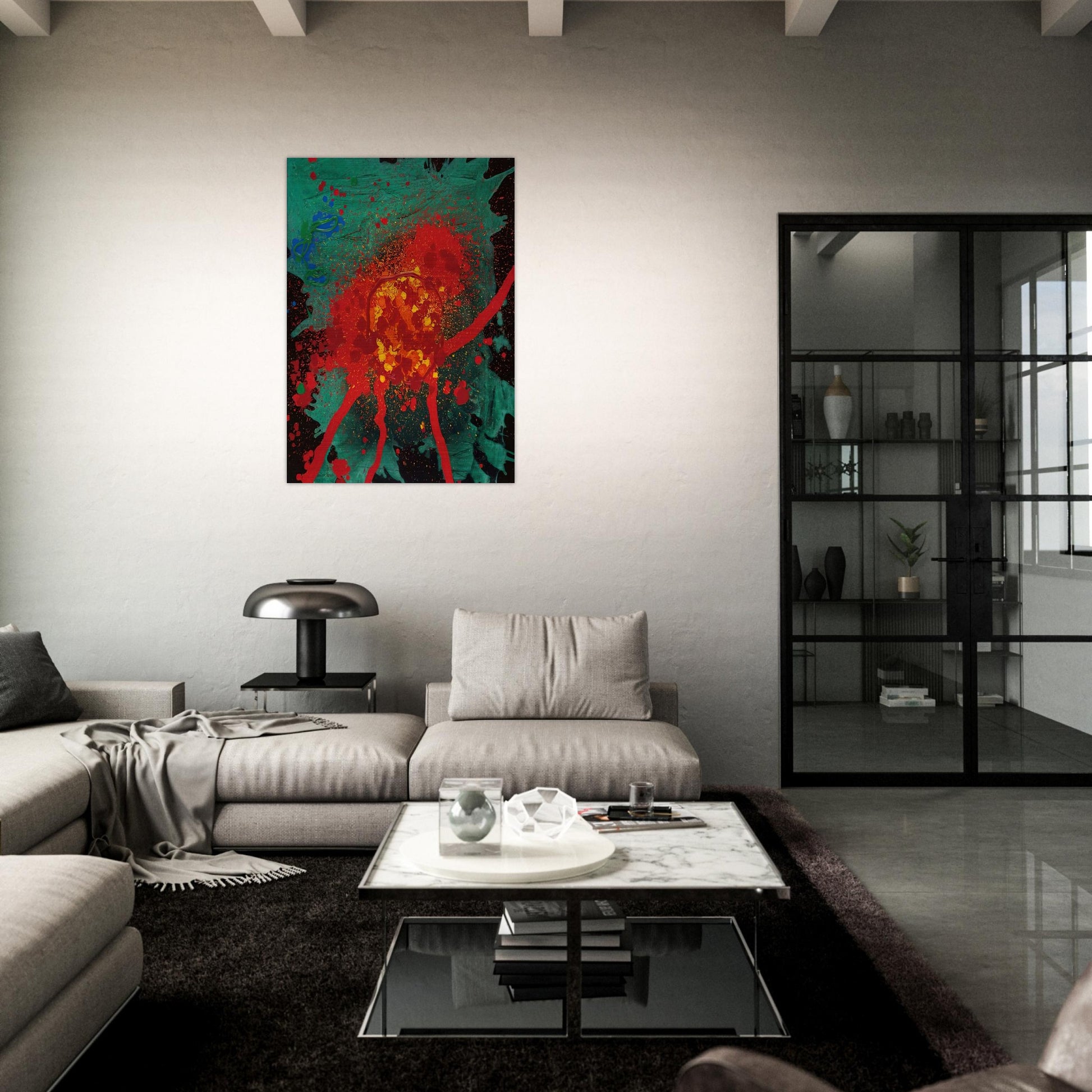 Blood Feud - 28.8.07 - 2007 - John Hoyland Brushed Aluminum Print - 70x100 cm / 28x40 inches | John Hoyland Aluminum Print | John Hoyland Prints