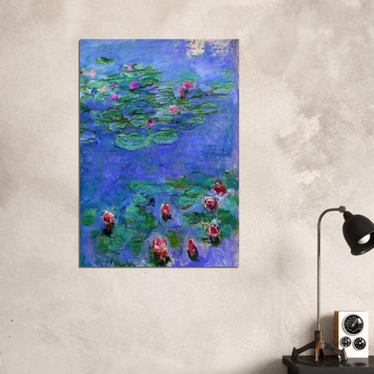 Water Lilies Red - claude monet Brushed Aluminum Print - 70x100 cm / 28x40 inches | claude monet Aluminum Print | claude monet Prints