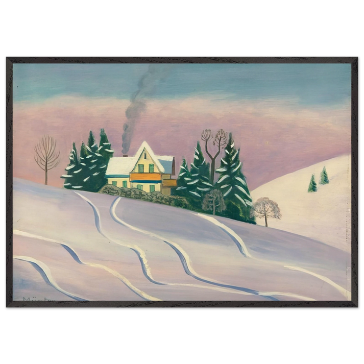 WINTERLANDSCAPE IN BAVARIA 1950 - Gabriele Munter 70x100 cm / 28x40 inches Framed Art Print – Black Wooden Frame