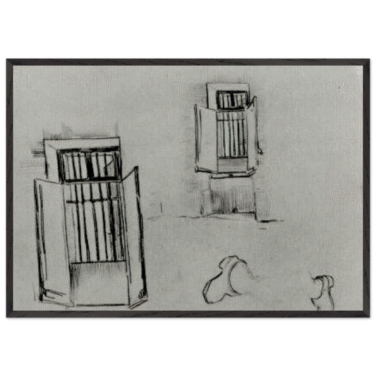 Barred Windows - Vincent van Gogh 70x100 cm / 28x40 inches Framed Art Print – Black Wooden Frame