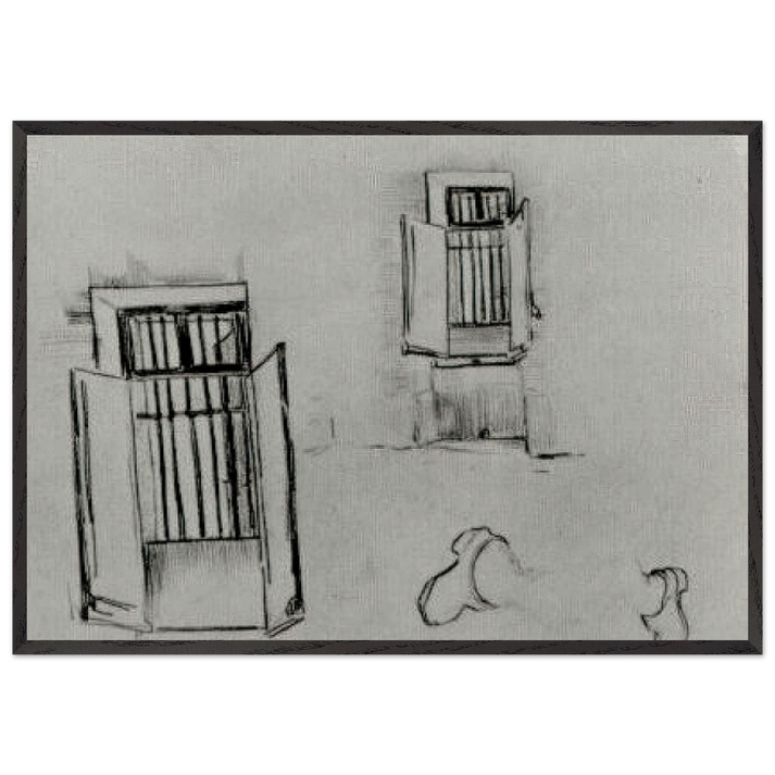 Barred Windows - Vincent van Gogh 70x100 cm / 28x40 inches Framed Art Print – Black Wooden Frame