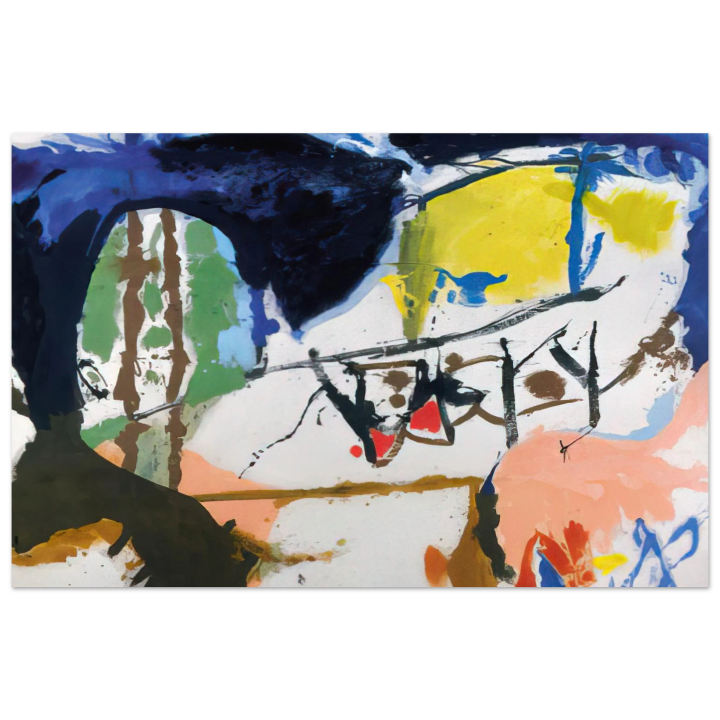 Helen Frankenthaler - Acres - 1959 Wall art - 70x100 cm / 28x40 inches - Premium Wooden Framed Poster With Fine Art Paper - White frame
