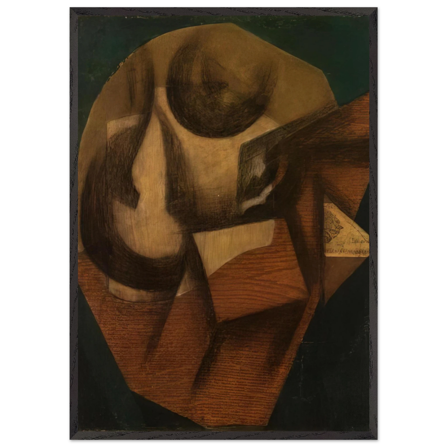 THE GLASS 1914 - Juan Gris Framed Art Print – Black Wooden Frame - Default Title - -Framed Art Print