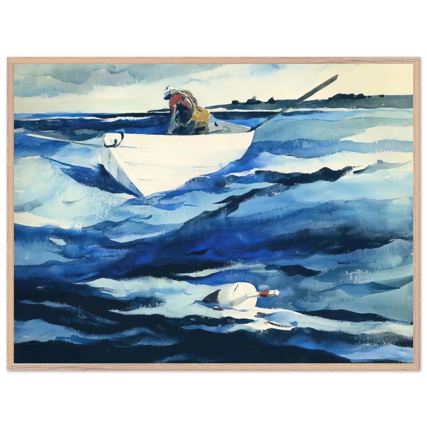 Andrew Wyeth - THE LOBSTERMAN Wall Art - 60x80 cm / 24x32 inches - Premium Wooden Framed Poster With Fine Art Paper - White frame