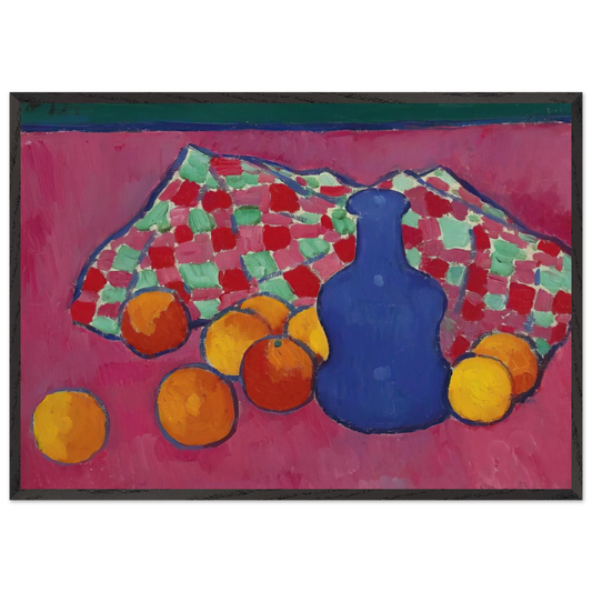 BLAUE VASE MIT ORANGEN 1908 - Alexej von Jawlensky Framed Art Print – Black Wooden Frame - Default Title - -Framed Art Print