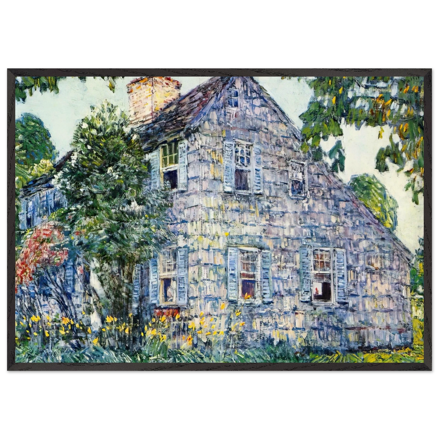 Old House East Hampton - Childe Hassam Framed Art Print – Black Wooden Frame - Default Title - -Framed Art Print
