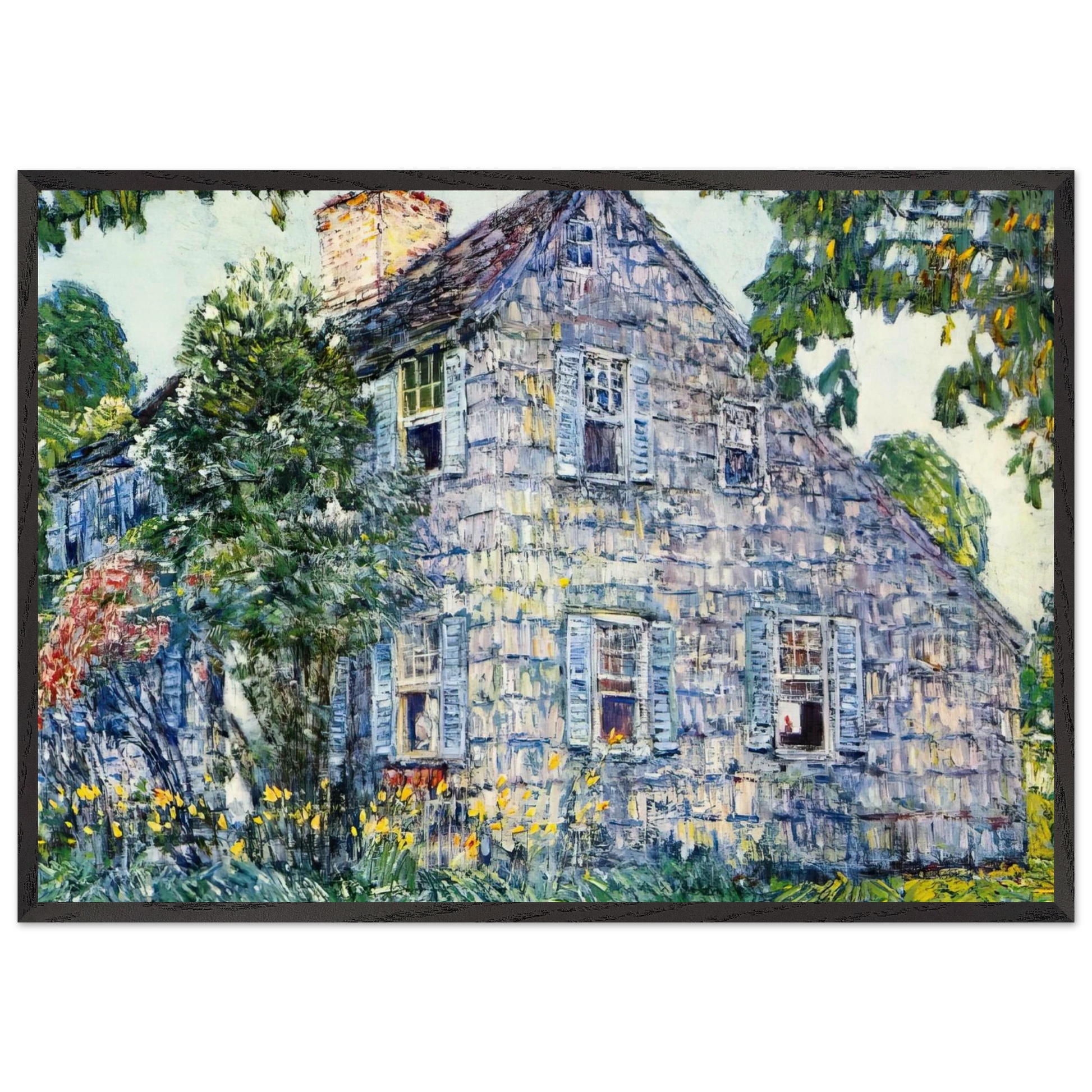 Old House East Hampton - Childe Hassam Framed Art Print – Black Wooden Frame - Default Title - -Framed Art Print