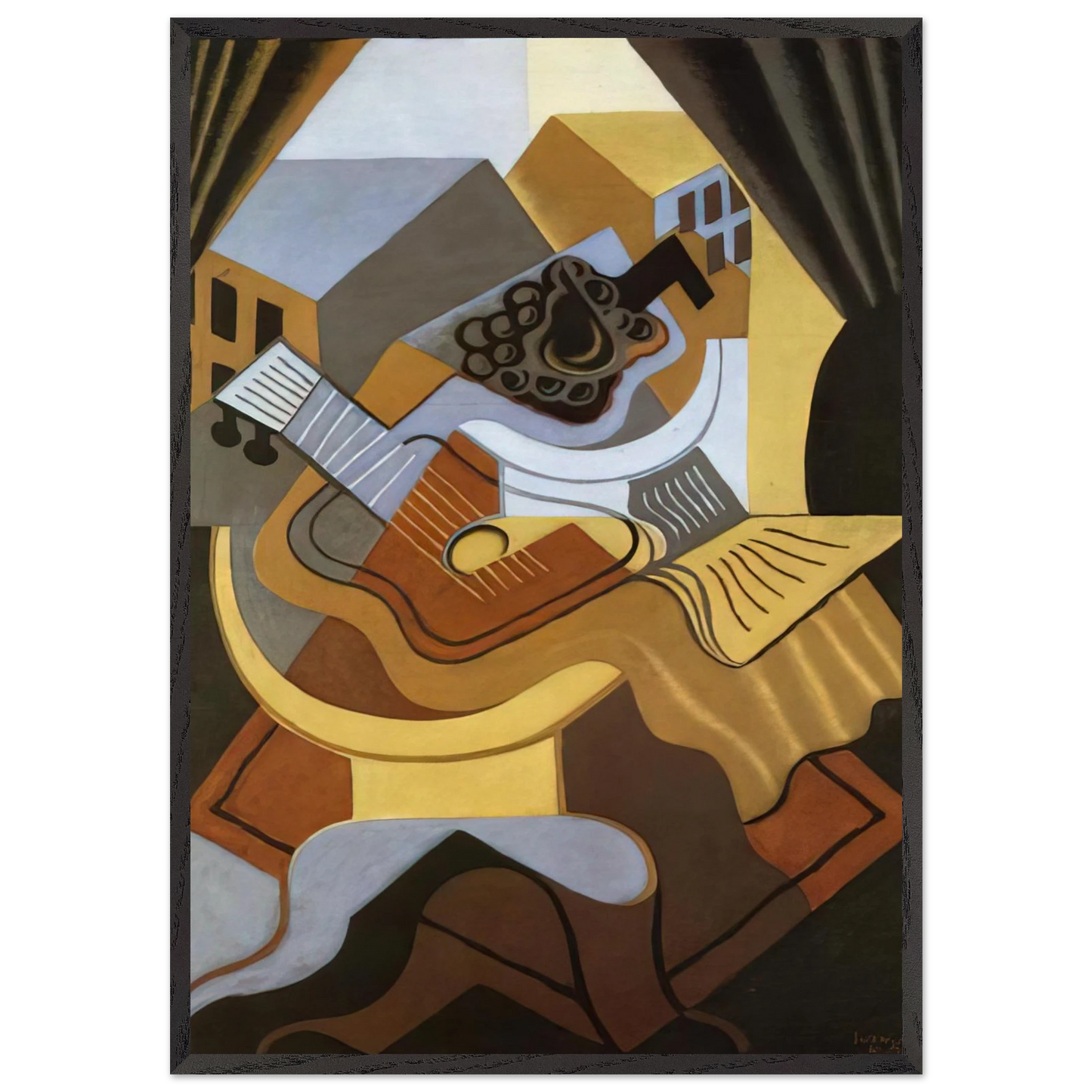 PEDISTAL TABLE IN FRONT OF THE WINDOW 1921 - Juan Gris Framed Art Print – Black Wooden Frame - Default Title - -Framed Art Print