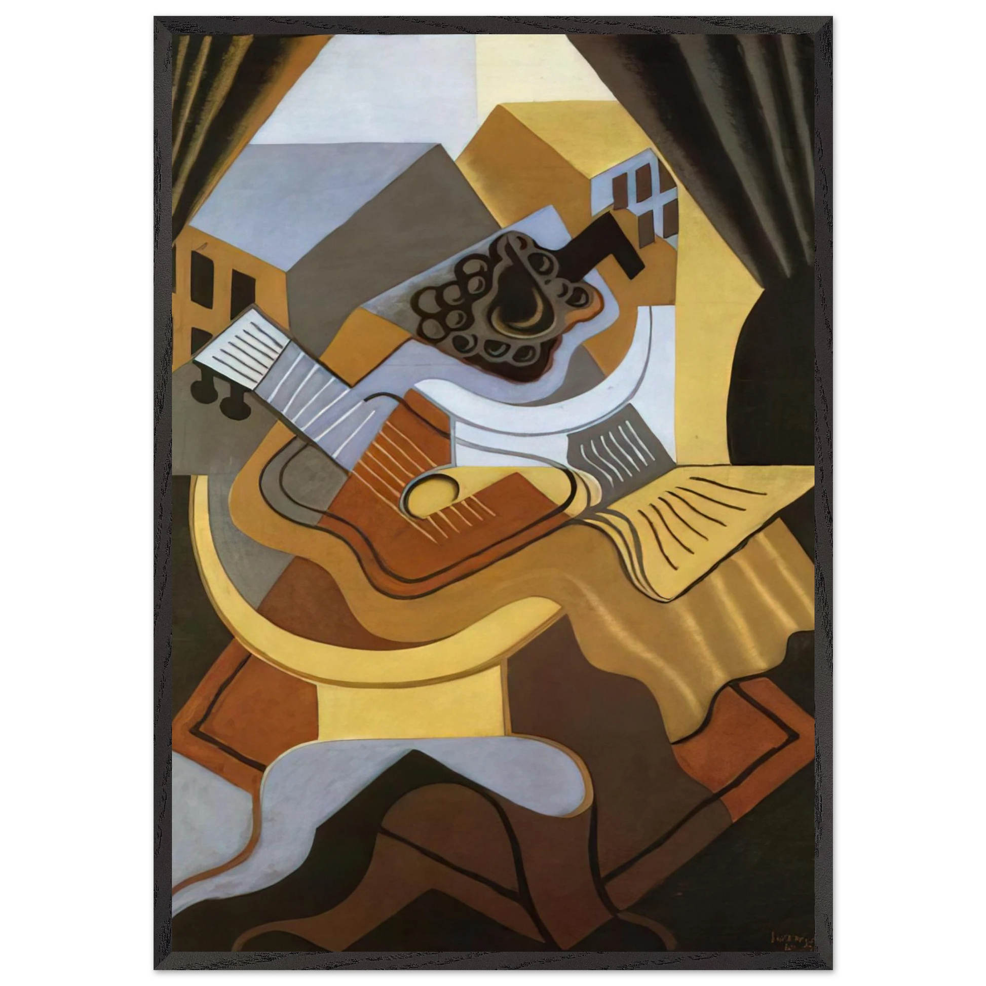 PEDISTAL TABLE IN FRONT OF THE WINDOW 1921 - Juan Gris Framed Art Print – Black Wooden Frame - Default Title - -Framed Art Print