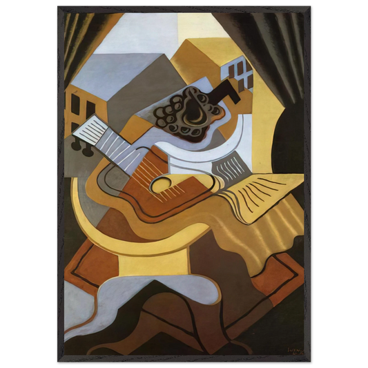 PEDISTAL TABLE IN FRONT OF THE WINDOW 1921 - Juan Gris Framed Art Print – Black Wooden Frame - Default Title - -Framed Art Print