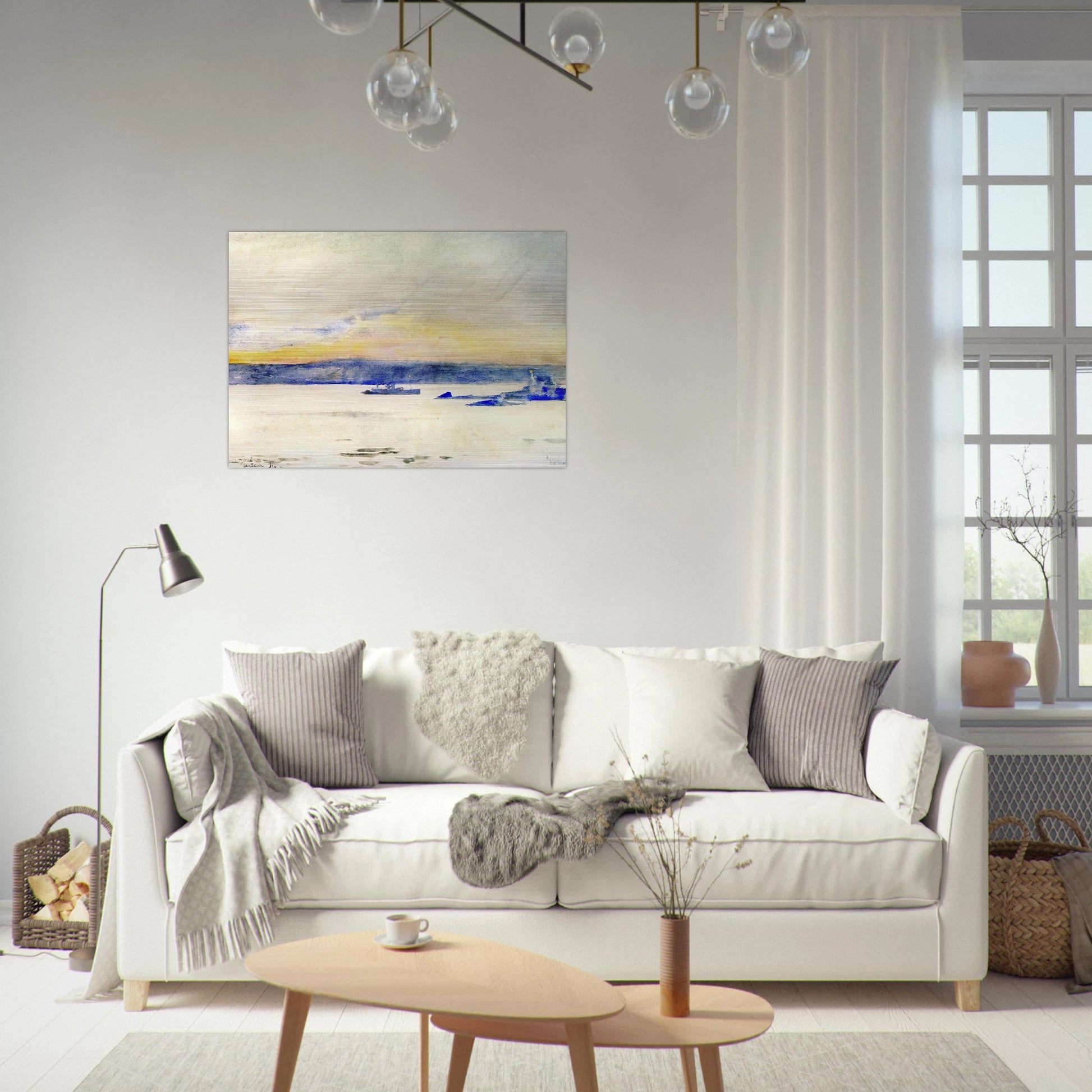 Afterglow, Gloucester Harbor aka Ten Pound Island LIght - Childe Hassam Brushed Aluminum Print - 70x100 cm / 28x40 inches | Childe Hassam Aluminum Print | Childe Hassam Prints