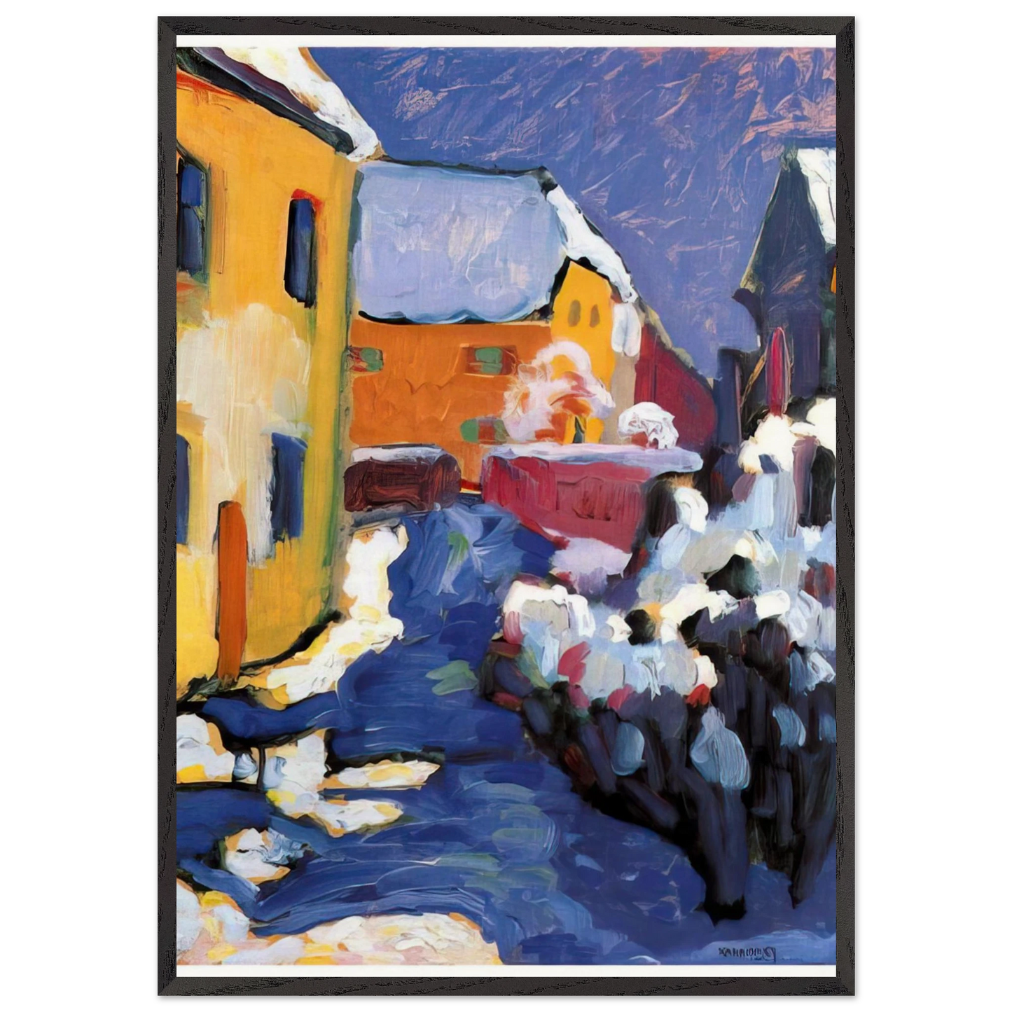 CEMETERY AND VICARAGE IN KOCHEL 1909 - Wassily Kandinsky Framed Art Print – Black Wooden Frame - Default Title - -Framed Art Print