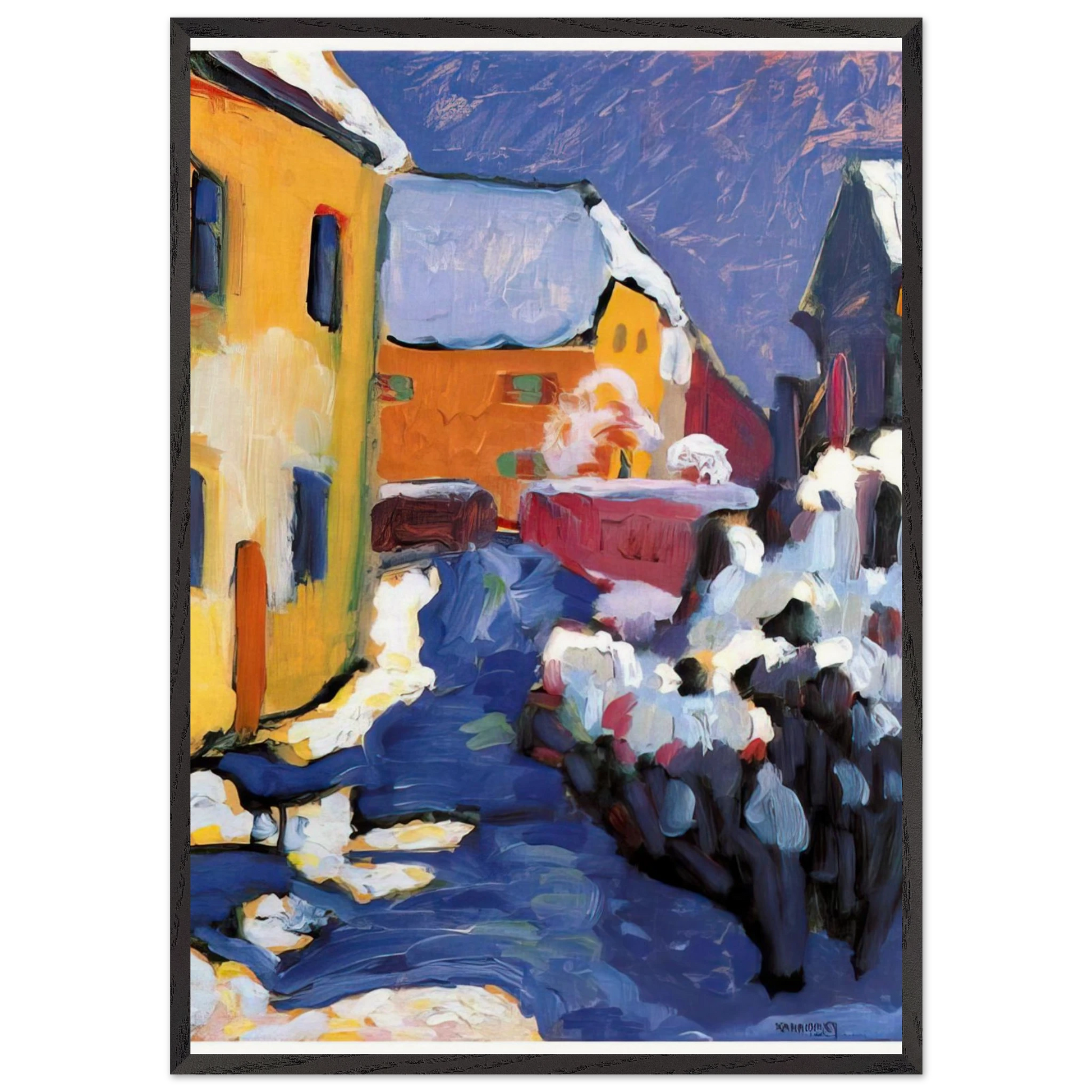 CEMETERY AND VICARAGE IN KOCHEL 1909 - Wassily Kandinsky Framed Art Print – Black Wooden Frame - Default Title - -Framed Art Print