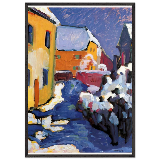 CEMETERY AND VICARAGE IN KOCHEL 1909 - Wassily Kandinsky 70x100 cm / 28x40 inches Framed Art Print – Black Wooden Frame