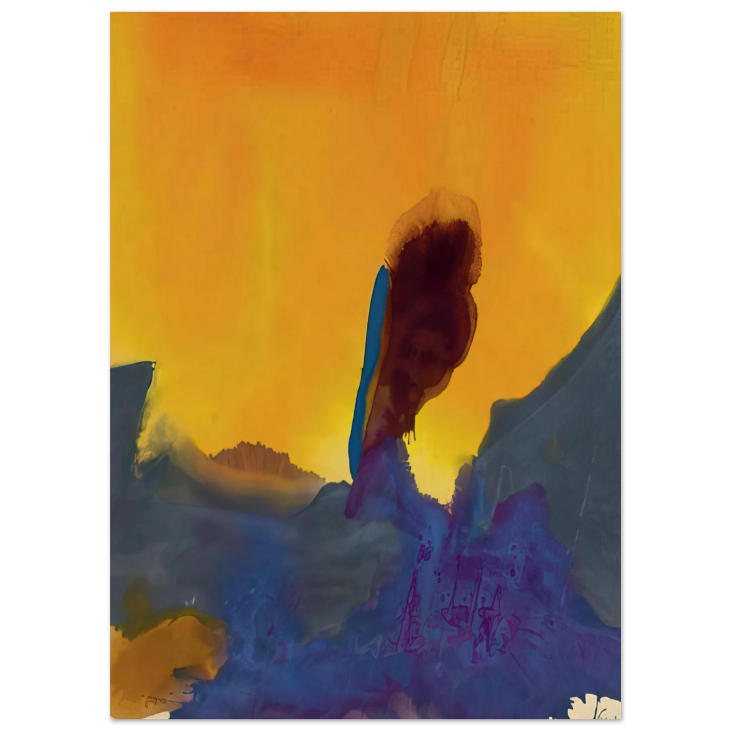Helen Frankenthaler - Glow II - 1968 Wall art - 13x18 cm / 5x7 inches - Premium Wooden Framed Poster With Fine Art Paper - Black frame