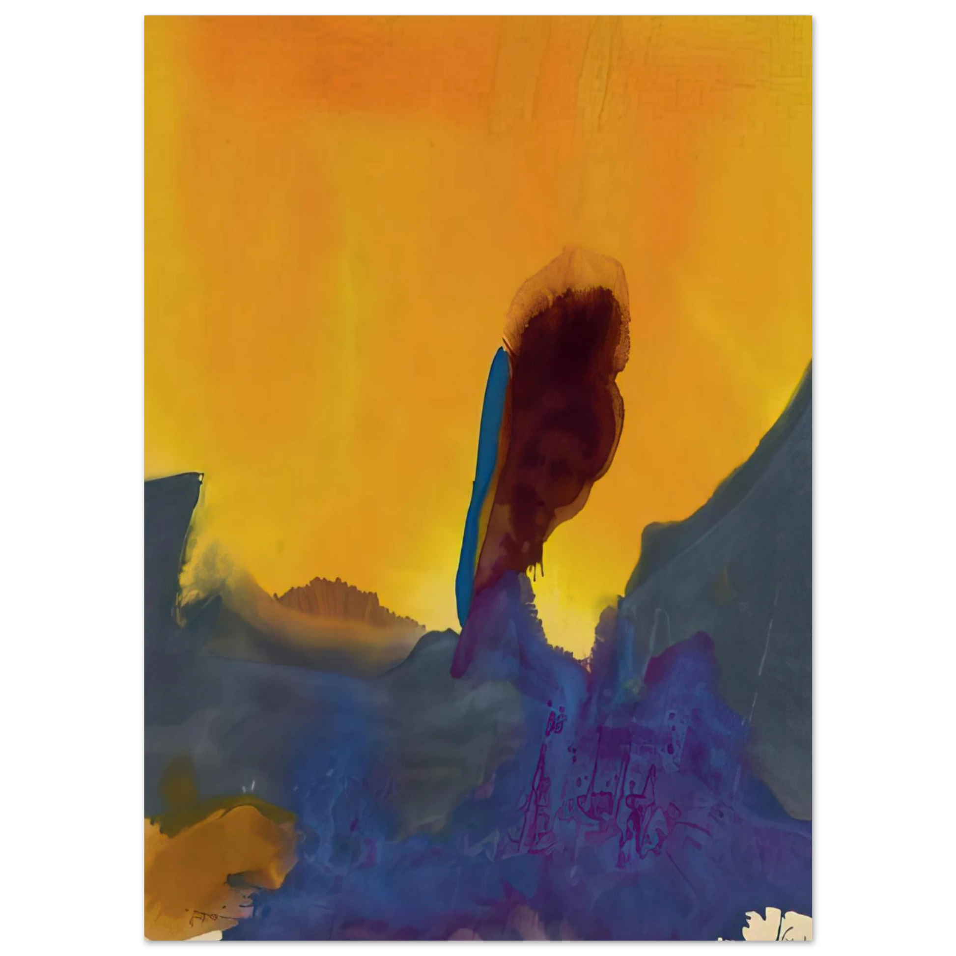 Helen Frankenthaler - Glow II - 1968 Wall art - 13x18 cm / 5x7 inches - Premium Wooden Framed Poster With Fine Art Paper - Black frame