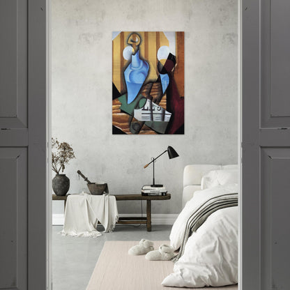 STILL LIFE WITH BOTTLE AND GLASS 1914 - Juan Gris Brushed Aluminum Print - 70x100 cm / 28x40 inches | Juan Gris Aluminum Print | Juan Gris Prints