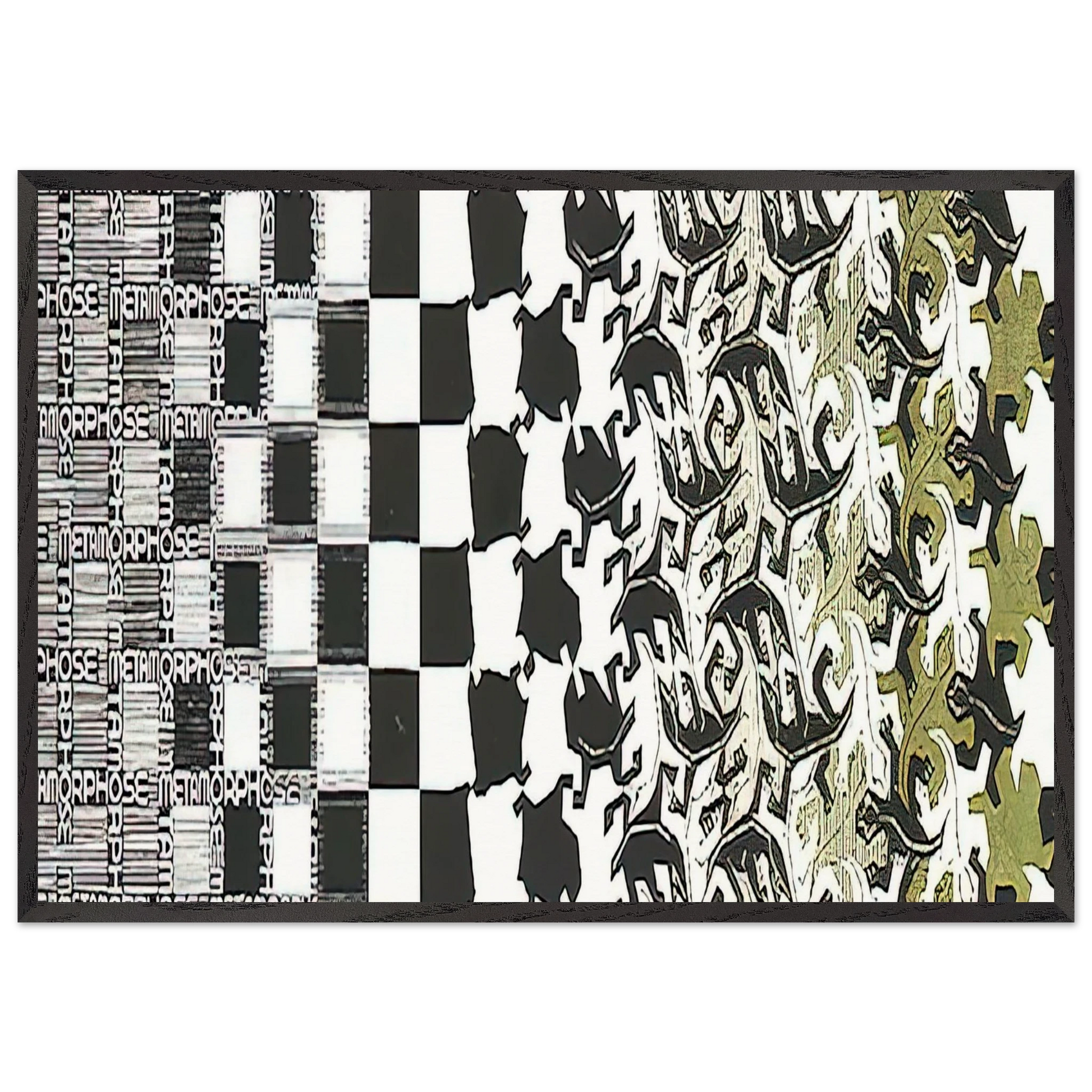 METAMORPHOSIS II EXCERPT 2 - MC Escher Framed Art Print – Black Wooden Frame - Default Title - -Framed Art Print