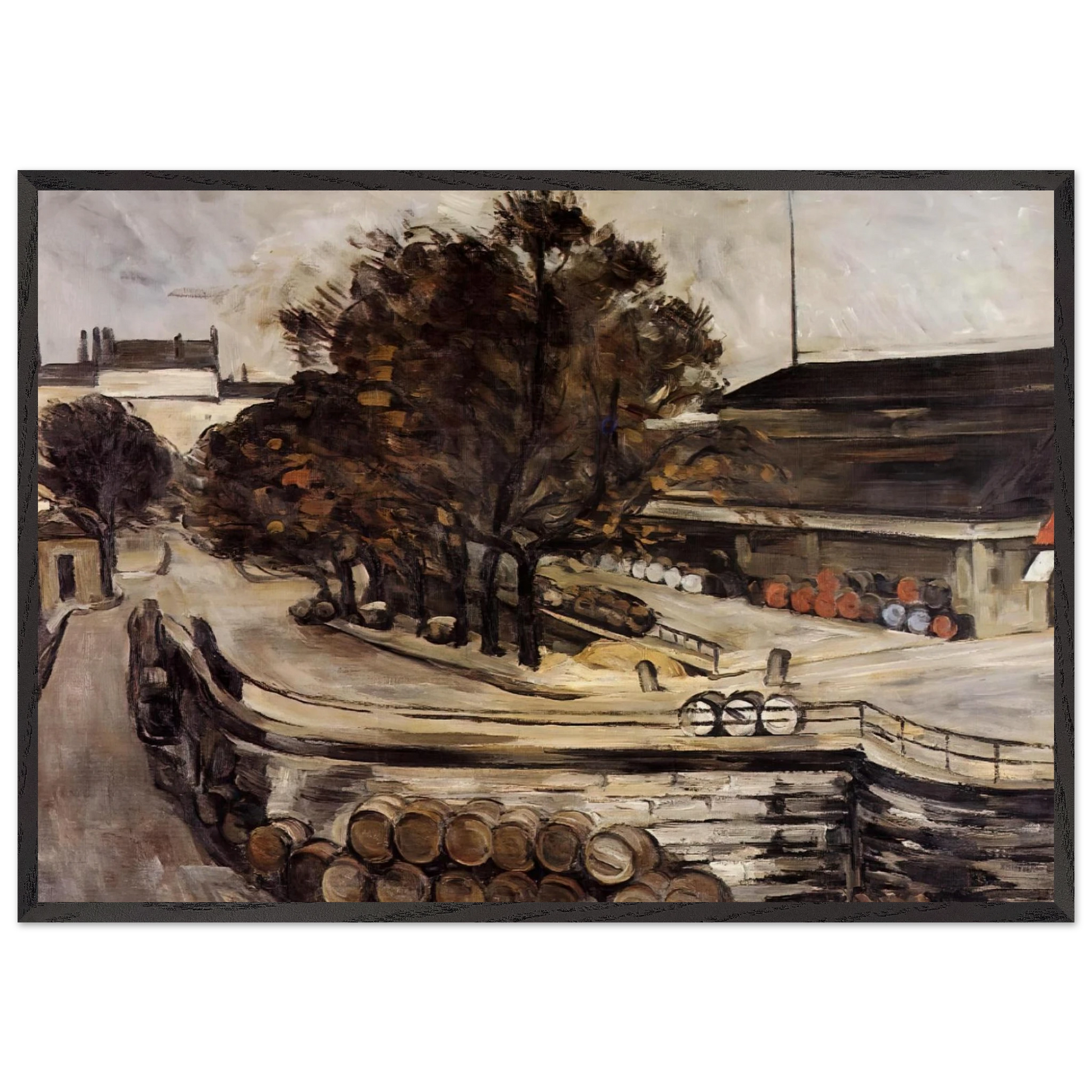 The Wine Market at Jussieu - Paul Cezanne Framed Art Print – Black Wooden Frame - Default Title - -Framed Art Print