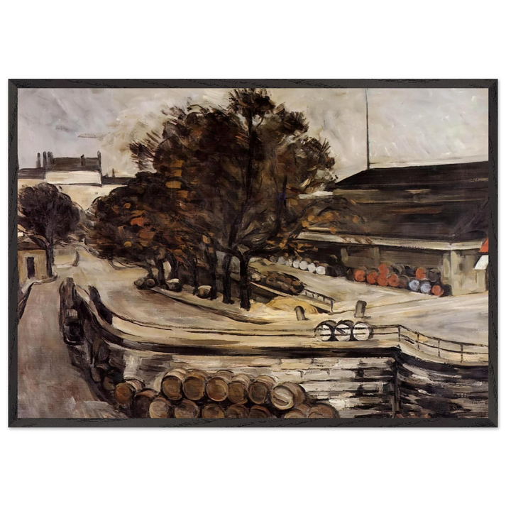 The Wine Market at Jussieu - Paul Cezanne 70x100 cm / 28x40 inches Framed Art Print – Black Wooden Frame