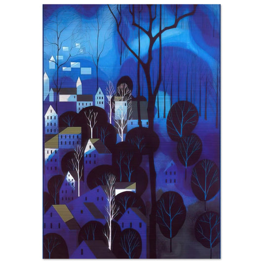 Midnight Blue - Eyvind Earle Brushed Aluminum Print - 70x100 cm / 28x40 inches | Eyvind Earle Aluminum Print | Eyvind Earle Prints