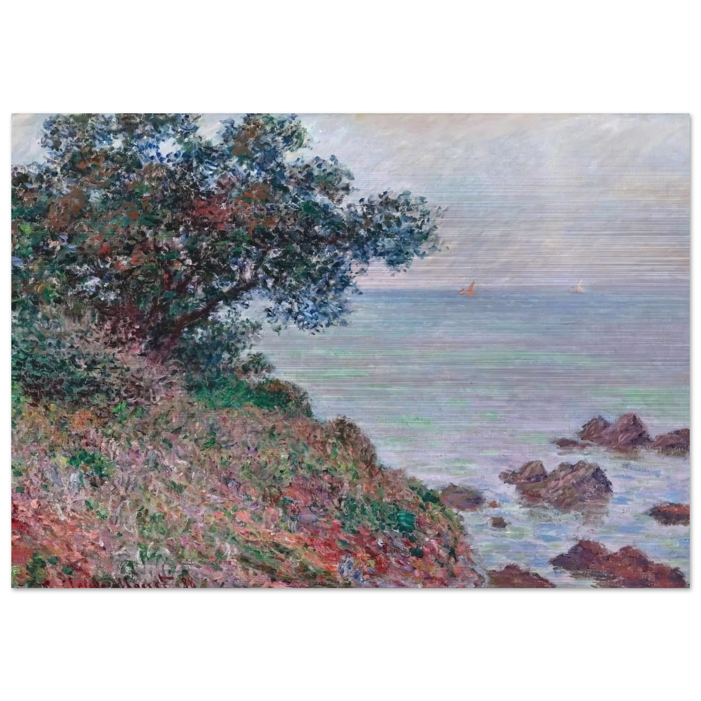 Mediteranian Coast, Grey Day - claude monet Brushed Aluminum Print - 70x100 cm / 28x40 inches | claude monet Aluminum Print | claude monet Prints