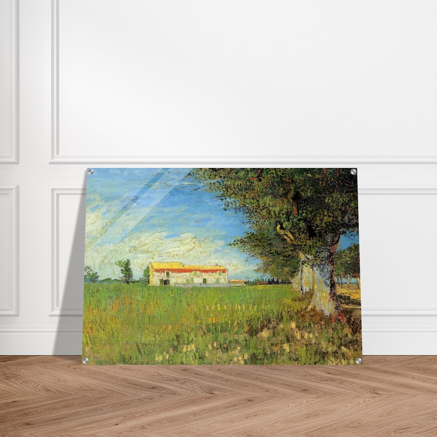 Farmhouse in a Wheat Field - Vincent van Gogh Acrylic Print - 70x100 cm / 28x40″ inches