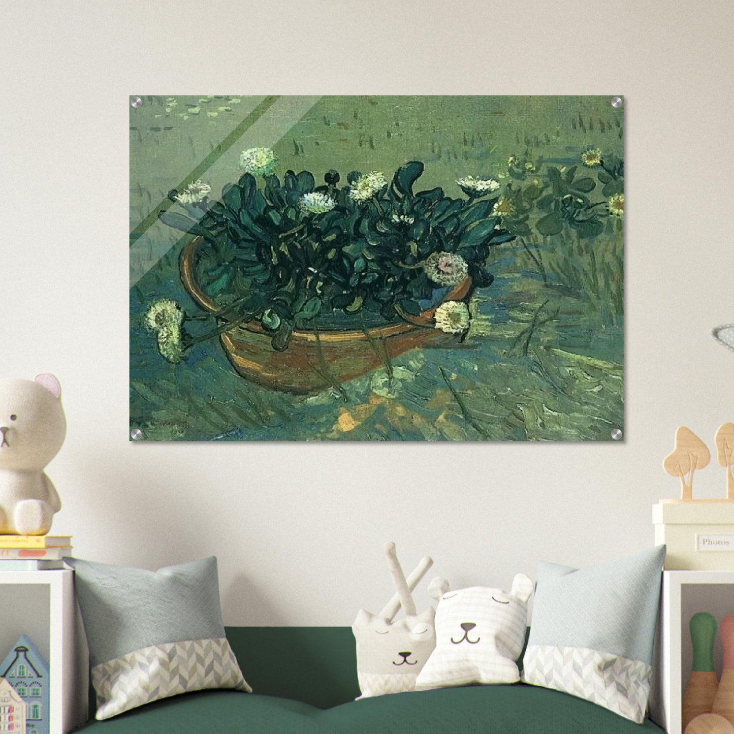 Still Life Bowl with Daisies - Vincent van Gogh Acrylic Print - 70x100 cm / 28x40″ inches | Vincent van Gogh Wall Art | Vincent van Gogh Prints