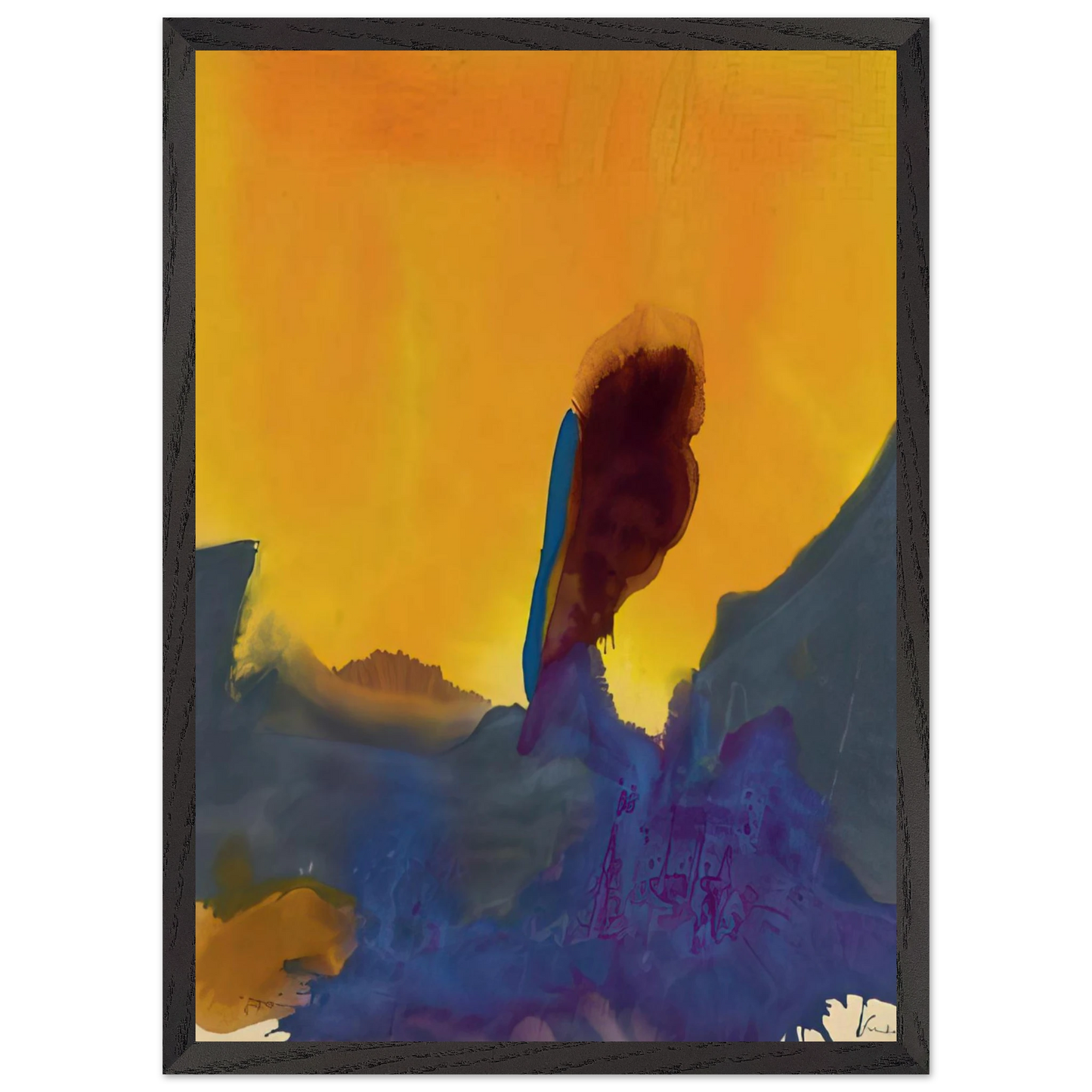 Helen Frankenthaler - Glow II - 1968 Wall art - A1 (59.4 x 84.1  cm) - Premium Wooden Framed Poster With Fine Art Paper - White frame