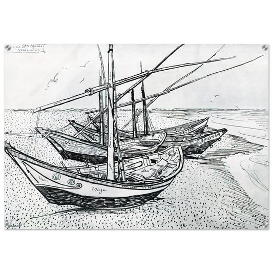 Fishing boats on the Beach at Les Saintes-Maries-de-la-Mer - Vincent van Gogh Acrylic Print - 70x100 cm / 28x40″ inches