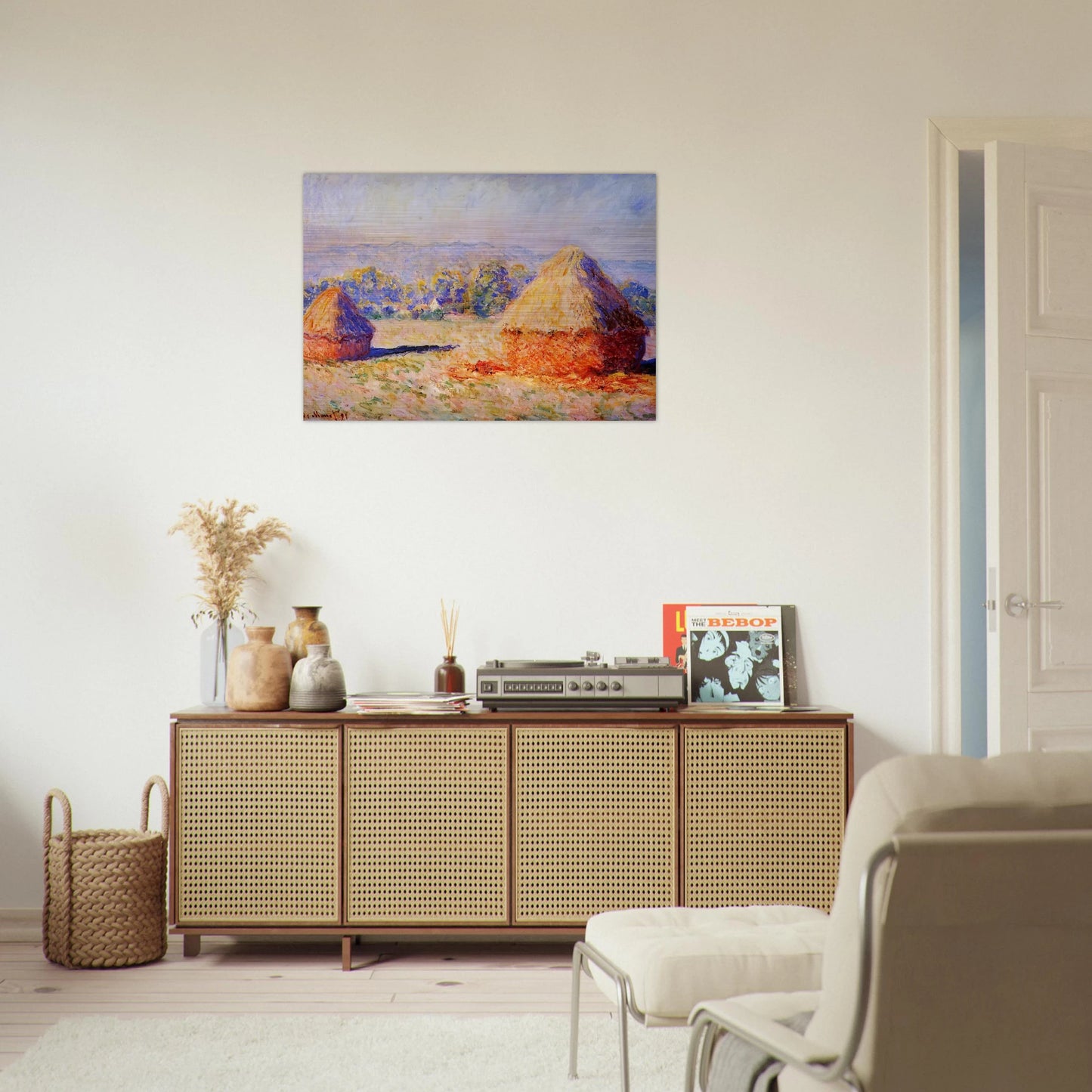 Grainstacks in the Sunlight, Morning Effect - claude monet Brushed Aluminum Print - 70x100 cm / 28x40 inches | claude monet Aluminum Print | claude monet Prints