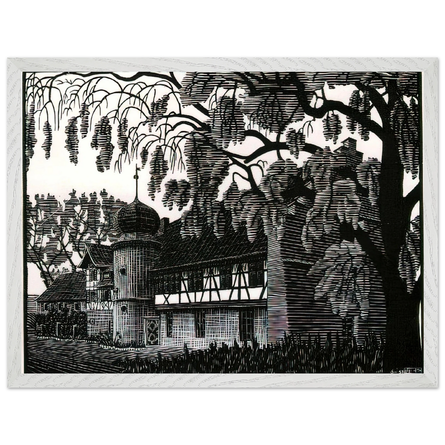 MC Escher - ESCHER (12) Wall Art - 30x40 cm / 12x16 inches - Premium Wooden Framed Poster With Fine Art Paper - Wood frame
