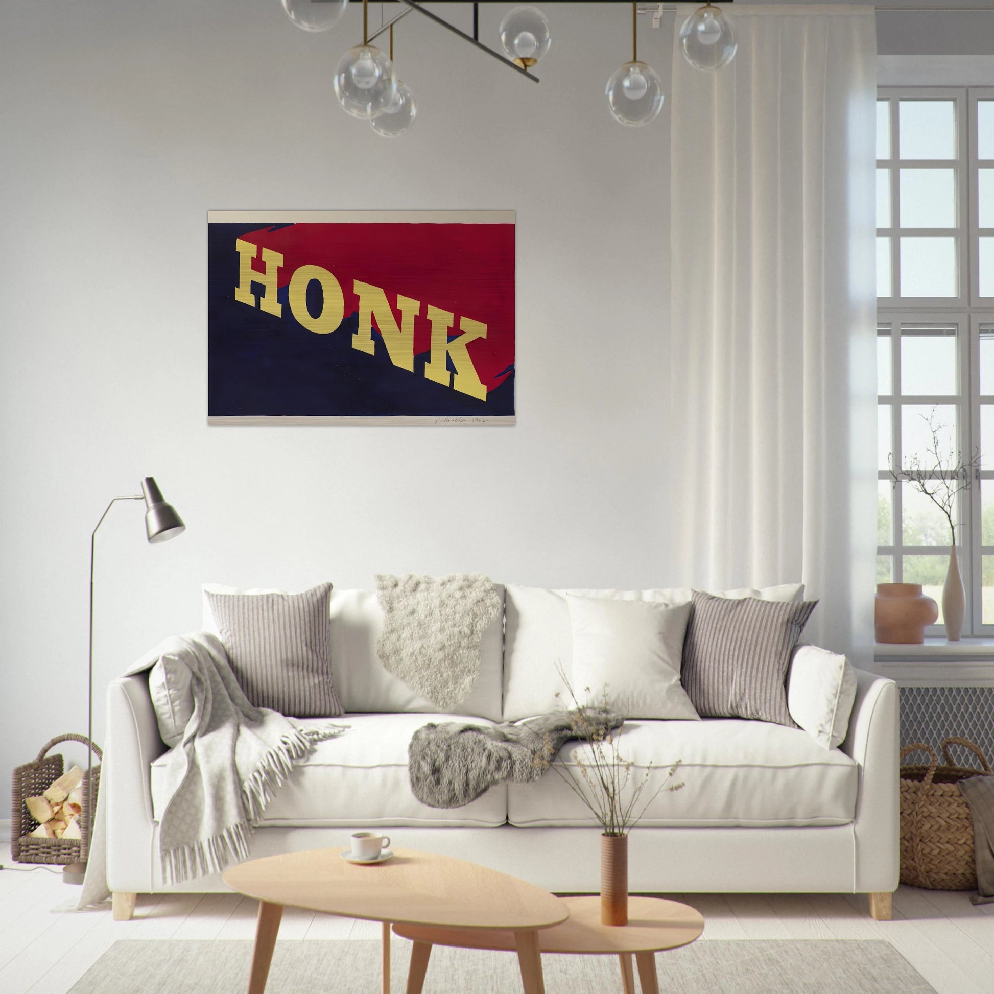HONK 1962 - Edward Ruscha Brushed Aluminum Print - 70x100 cm / 28x40 inches | Edward Ruscha Aluminum Print | Edward Ruscha Prints