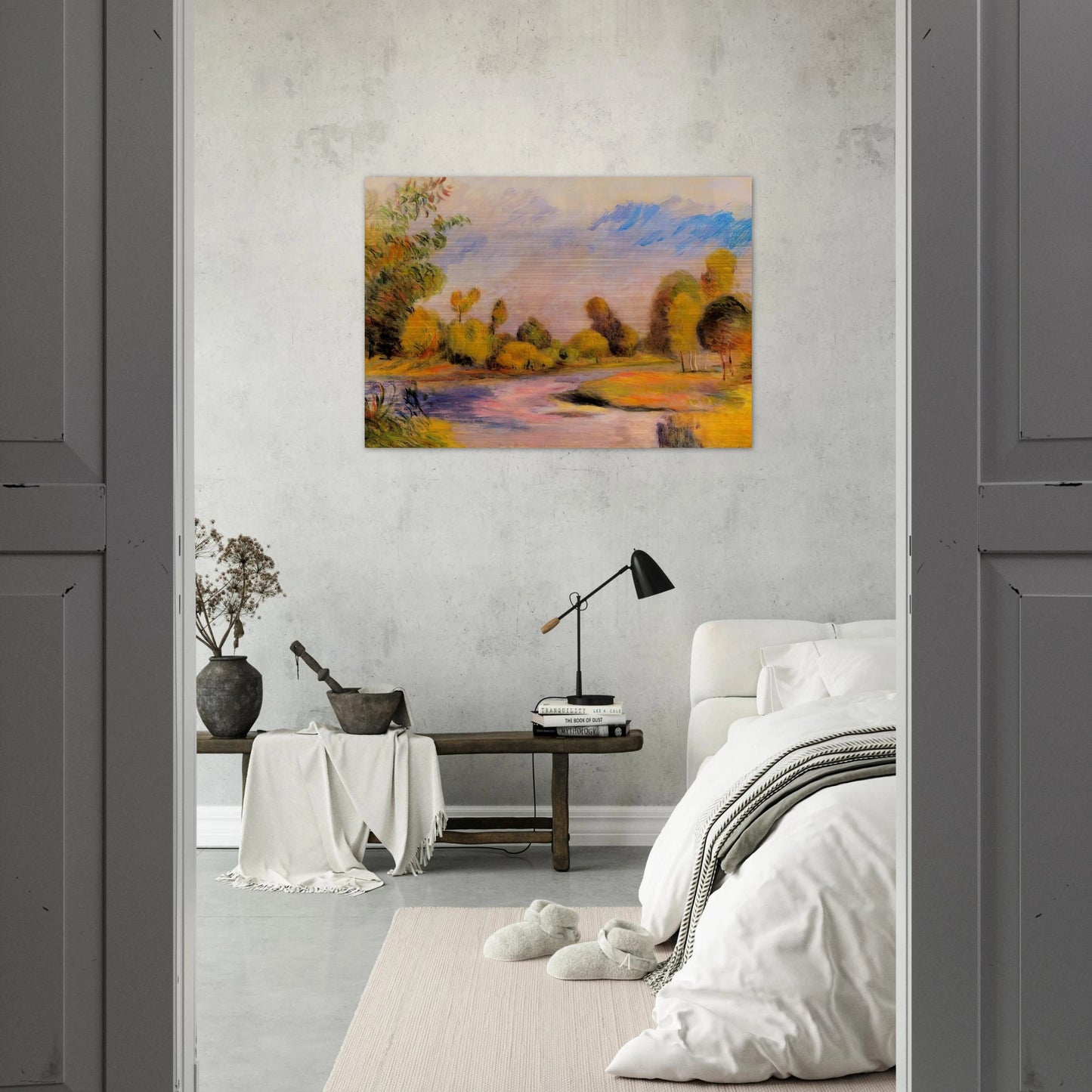 Banks of a River - Pierre-Auguste Renoir Brushed Aluminum Print - 70x100 cm / 28x40 inches | Pierre-Auguste Renoir Aluminum Print | Pierre-Auguste Renoir Prints