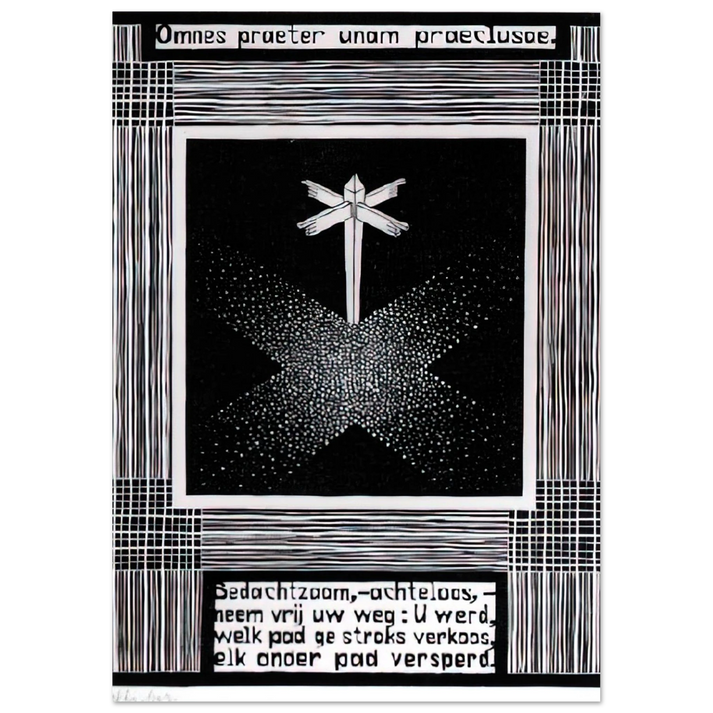 MC Escher - EMBLEMATA SIGNPOST Wall Art - 30x40 cm / 12x16 inches - Premium Wooden Framed Poster With Fine Art Paper - White frame