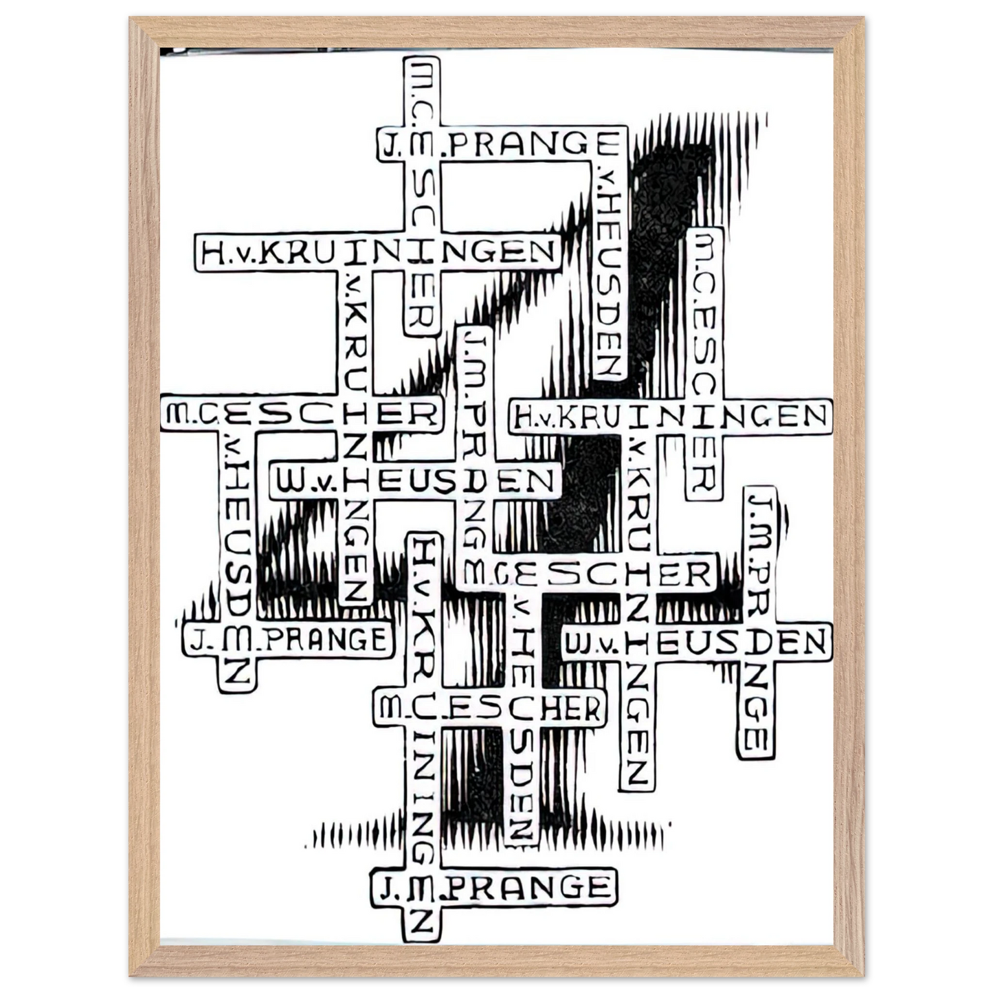 MC Escher - ESCHER (29) Wall Art - 21x29.7 cm / 8x12" - Premium Wooden Framed Poster With Fine Art Paper - Wood frame