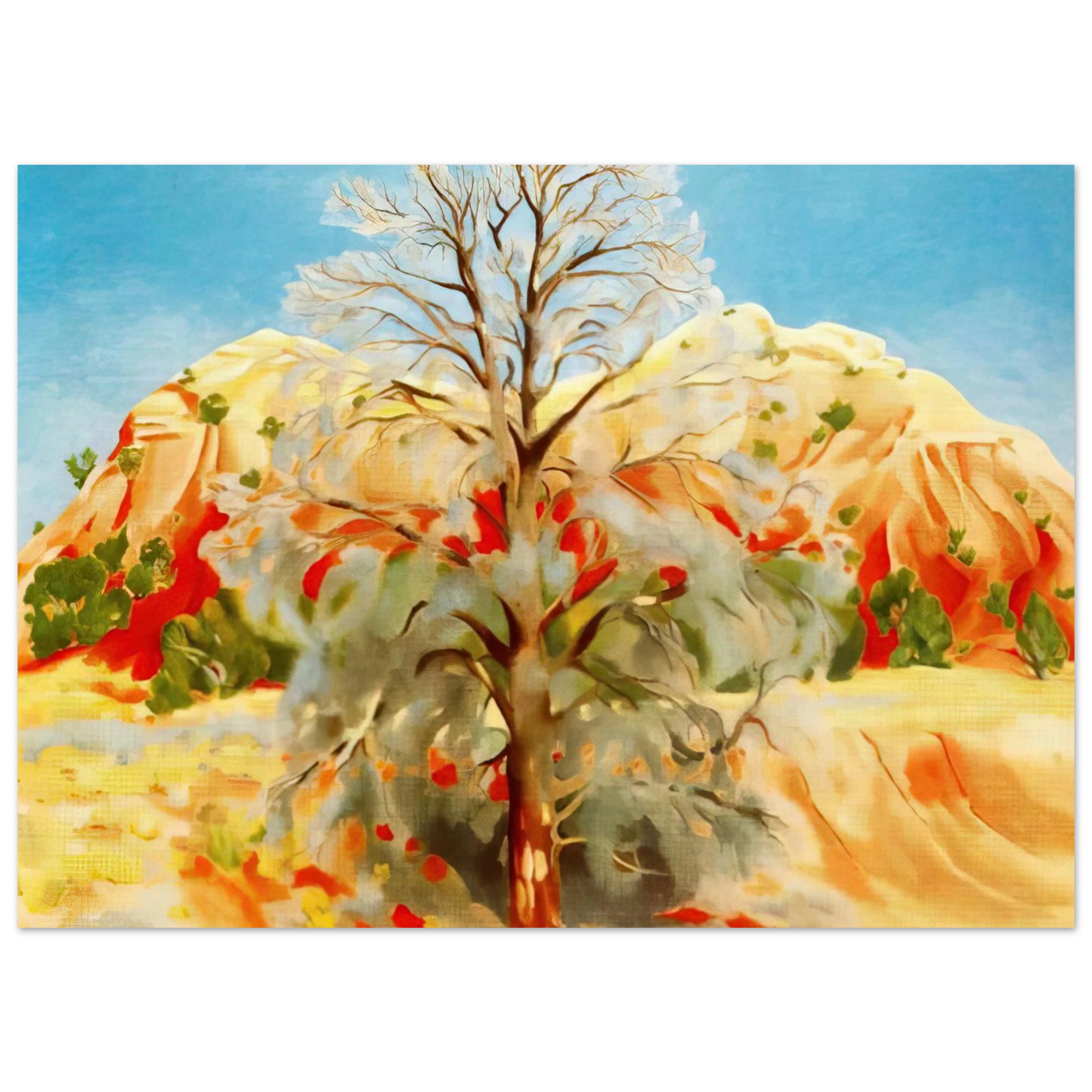 Georgia O'Keeffe - Dead Tree with Pink Hill Fine Art Poster - 75x100 cm / 30x40 inches