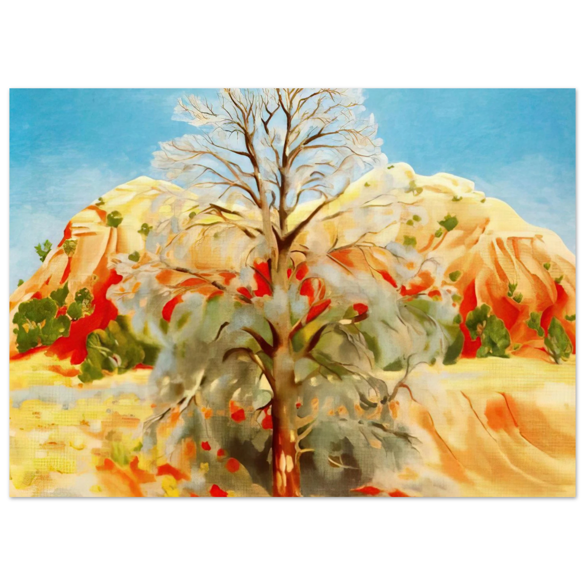 Georgia O'Keeffe - Dead Tree with Pink Hill Fine Art Poster - 75x100 cm / 30x40 inches