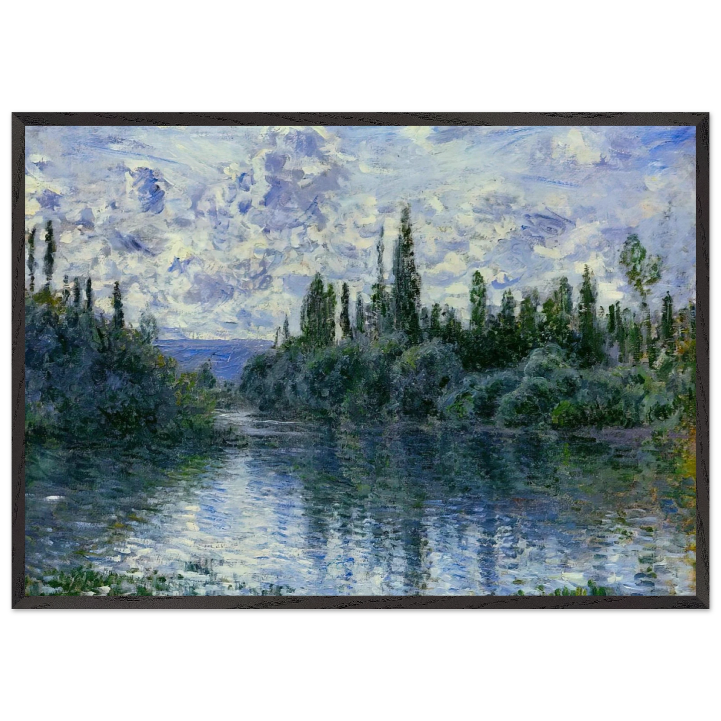 Arm of the Seine near Vetheuil - claude monet Framed Art Print – Black Wooden Frame - Default Title - -Framed Art Print