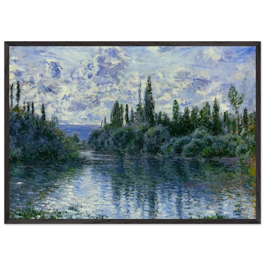 Arm of the Seine near Vetheuil - claude monet 70x100 cm / 28x40 inches Framed Art Print – Black Wooden Frame