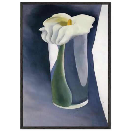 Calla Lily in Tall Glass - Georgia OKeeffe 70x100 cm / 28x40 inches Framed Art Print – Black Wooden Frame