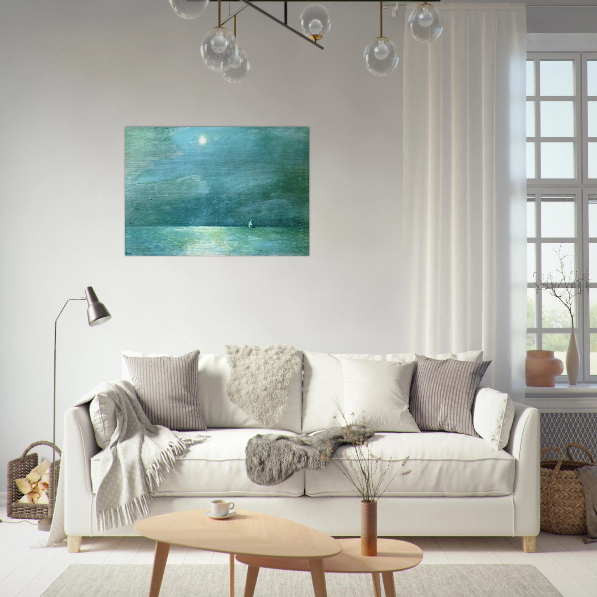 Moonlight on the Sound - Childe Hassam Brushed Aluminum Print - 70x100 cm / 28x40 inches | Childe Hassam Aluminum Print | Childe Hassam Prints