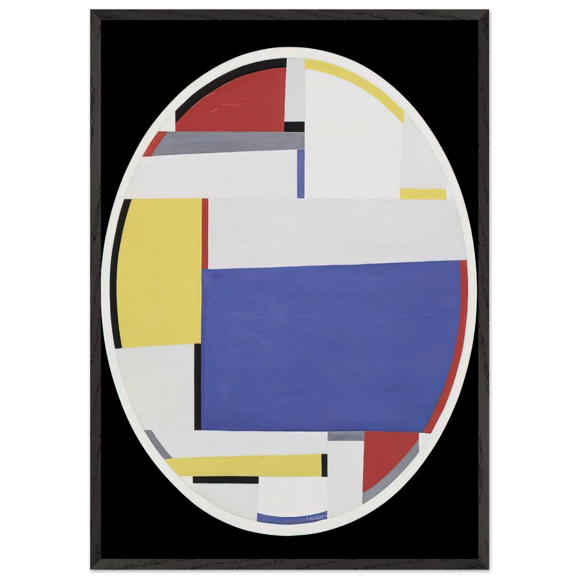 Relational Painting Tondo 40 - 1956 - Fritz Glarner Framed Art Print – Black Wooden Frame - Default Title - -Framed Art Print