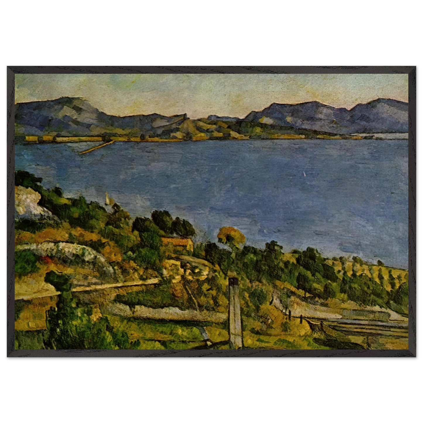 Sea at LEstaque - Paul Cezanne 70x100 cm / 28x40 inches Framed Art Print – Black Wooden Frame