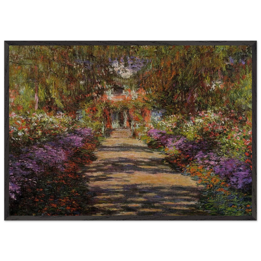 Pathway In Monets Garden At Giverny - claude monet Framed Art Print – Black Wooden Frame - Default Title - -Framed Art Print