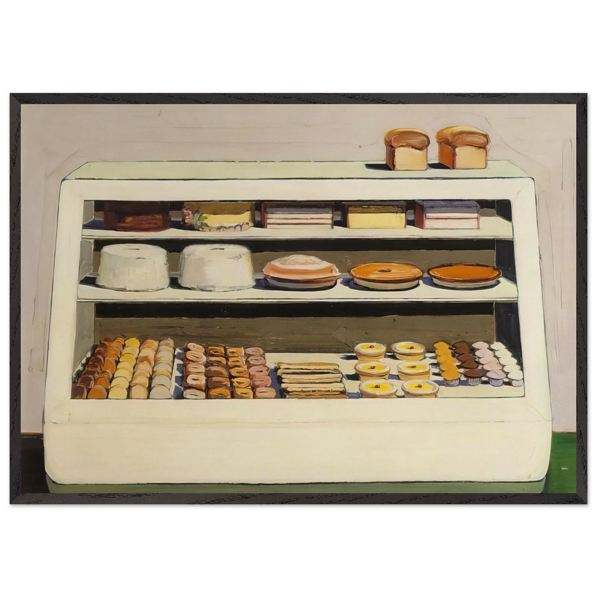 Bakery Counter - 1962 - Wayne Thiebaud Framed Art Print – Black Wooden Frame - Default Title - -Framed Art Print