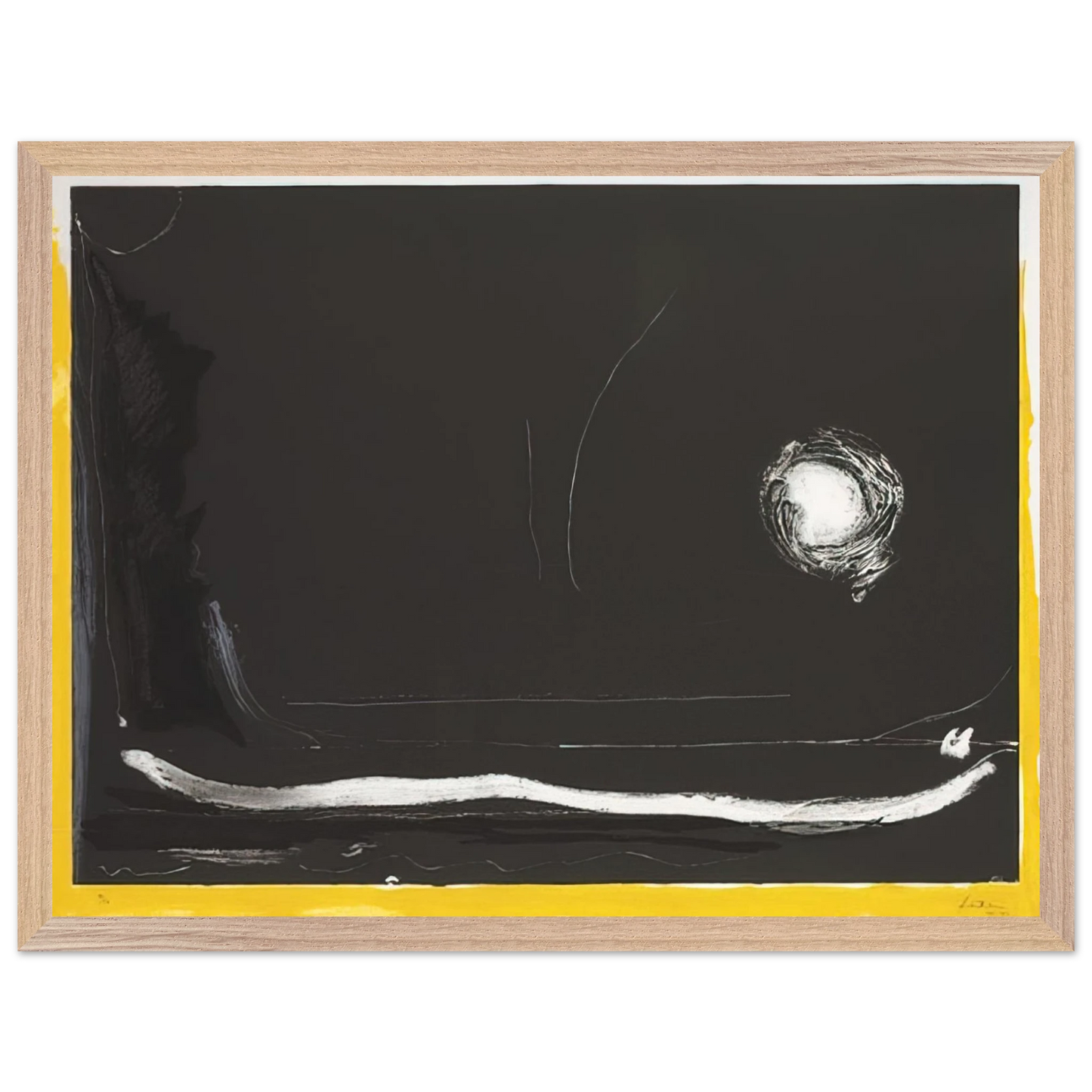 Helen Frankenthaler - Yellow Jack - 1985 Wall art - 28x43  cm / XL (11x17 Inches) - Premium Wooden Framed Poster With Fine Art Paper - Wood frame
